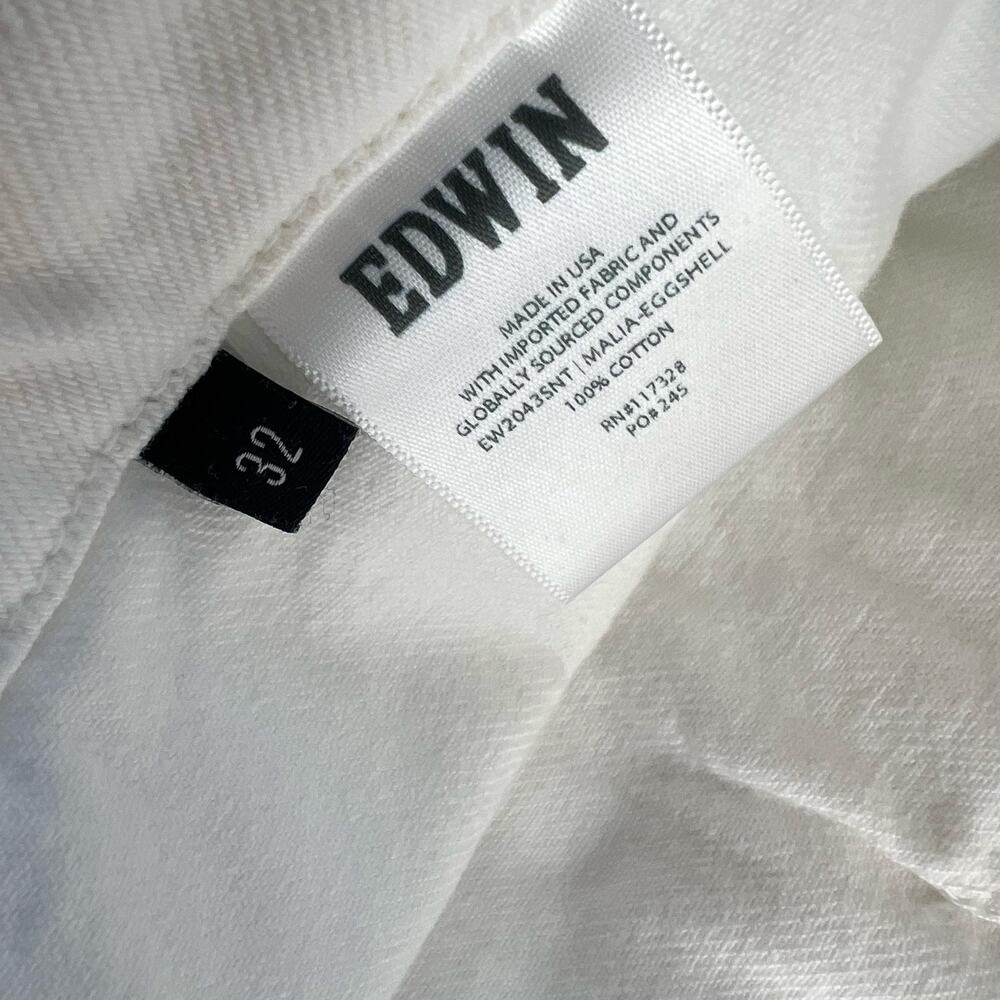 Edwin Malia Utility Denim White Jeans Boyfriend Eggshell - Picture 4 of 5